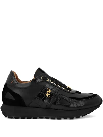 Billionaire Crocodile-embossed Leather Sneakers In Black