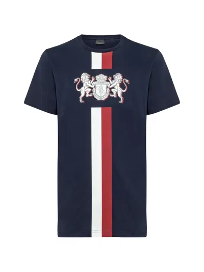 Billionaire Double Lion Short-sleeve T-shirt In Blue