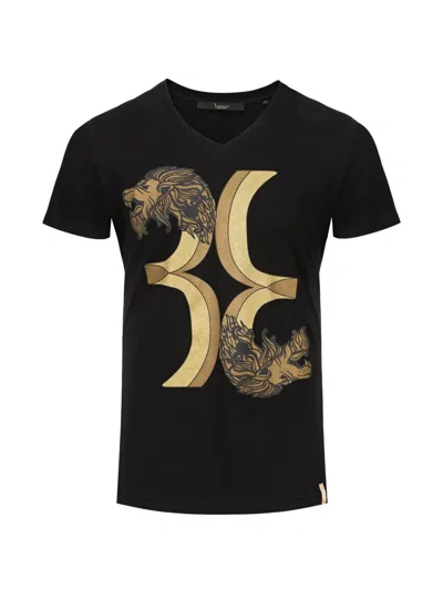 Billionaire Double Lion V-neck T-shirt In Black