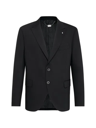 Billionaire Elegant Peak-lapel Single-breasted Blazer In Black