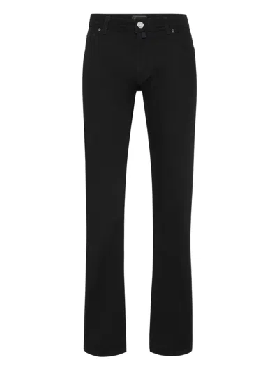 Billionaire Embroidered Five-pocket Jeans In Black
