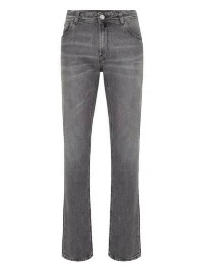 Billionaire Embroidered Five-pocket Jeans In Gray
