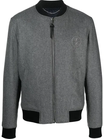 Billionaire Embroidered-logo Bomber Jacket In Grey
