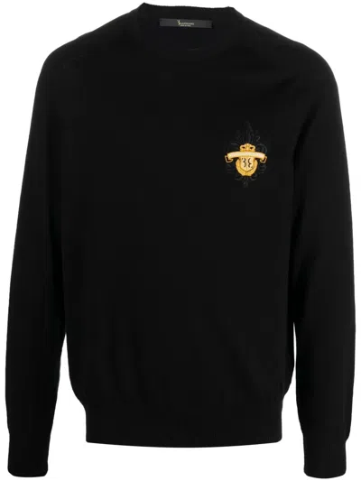Billionaire Embroidered-logo Crew-neck Jumper In Schwarz