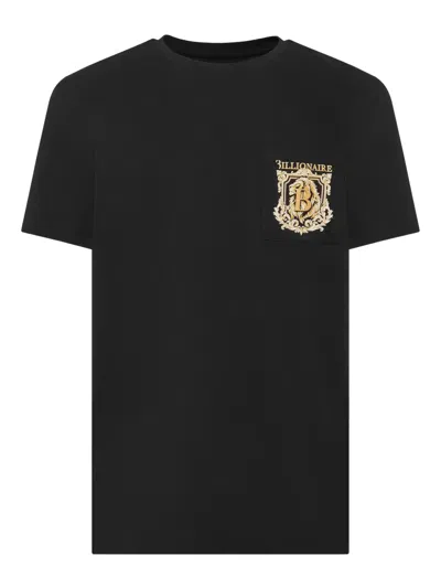 Billionaire Embroidered-logo Pocket T-shirt In Black