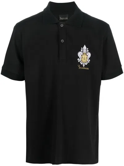 Billionaire Embroidered-logo Polo Shirt In 黑色