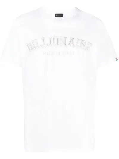 Billionaire Embroidered-logo T-shirt In White