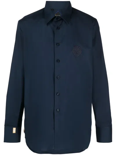 Billionaire Embroidered-motif Long-sleeve Shirt In Blue