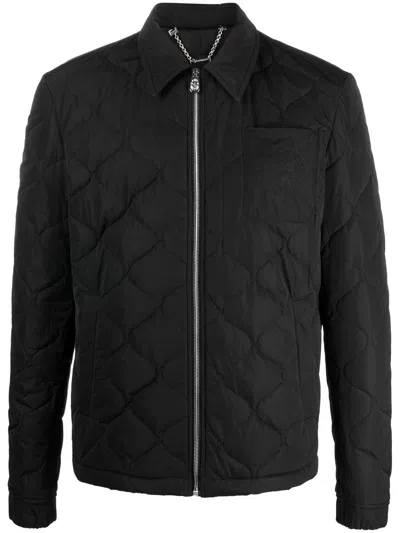 Billionaire Embroidered Zip-up Quilted Jacket In Schwarz