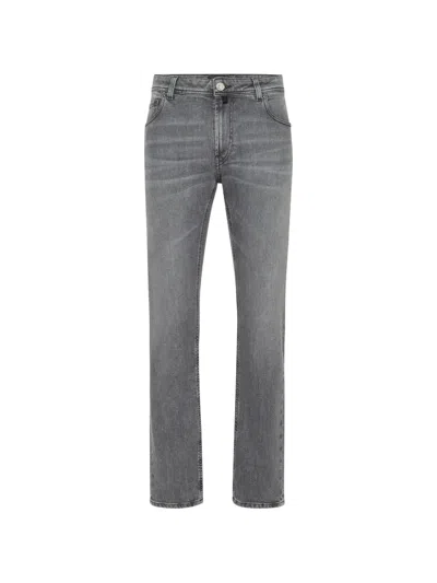 Billionaire Five-pocket Super Straight Faded Jeans In Gray