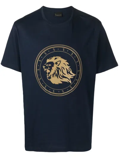Billionaire Flocked-logo Short-sleeved T-shirt In Blue