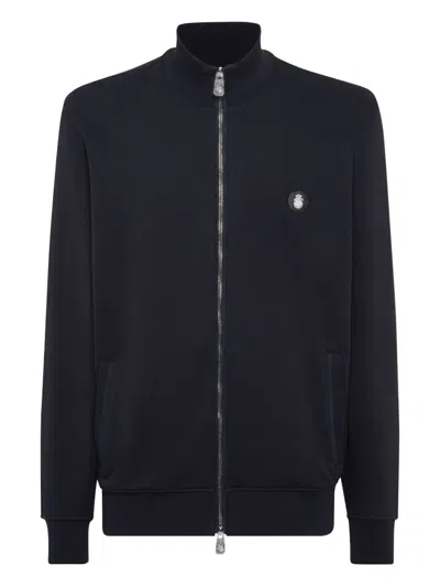 Billionaire Full-zip Logo-plaque Sweatshirt In Blue