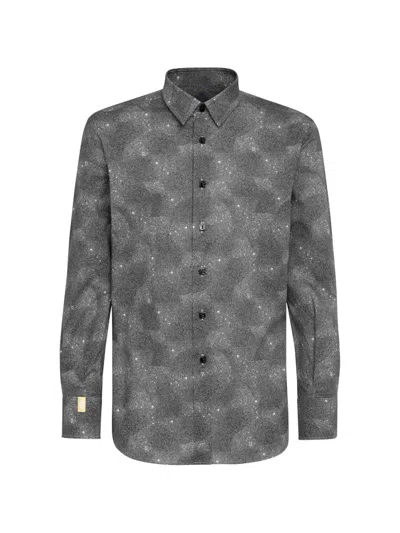 Billionaire Geometric Cut Shirt In Gray