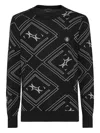 Billionaire Geometric-pattern Crew-neck Sweater In Gray