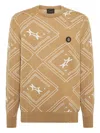 Billionaire Geometric-pattern Wool Pullover In Neutral