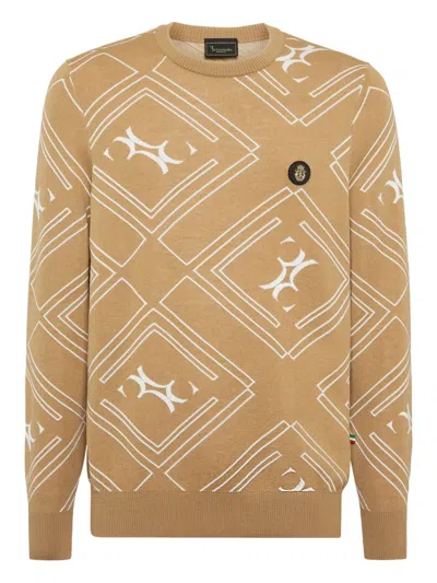 Billionaire Geometric-pattern Wool Pullover In Neutral