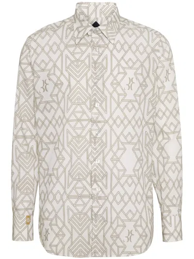 Billionaire Geometric-print Linen Shirt In Nude
