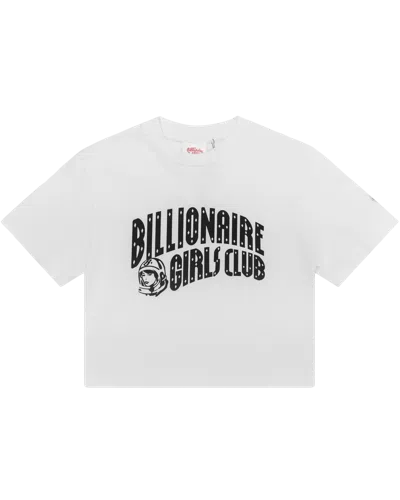 Billionaire Girls Club Exclusives Kids' Classic Curve Logo Cropped Tee In White