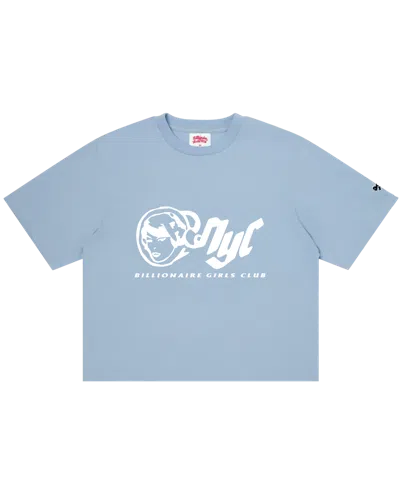 Billionaire Girls Club Kids' Womens Nyc Og Logo Cropped Tee In Chambray