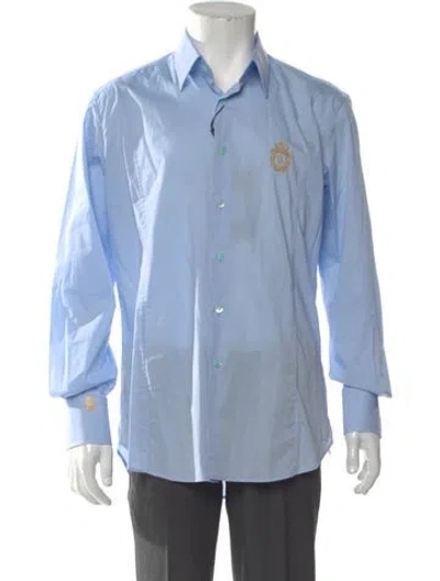 Pre-owned Billionaire Graphic Print Long Sleeve Dress Shirt In Blue