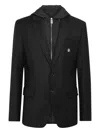 Billionaire Hooded Button-fastening Blazer In Black