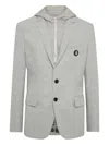 Billionaire Hooded Buttoned Blazer In Gray