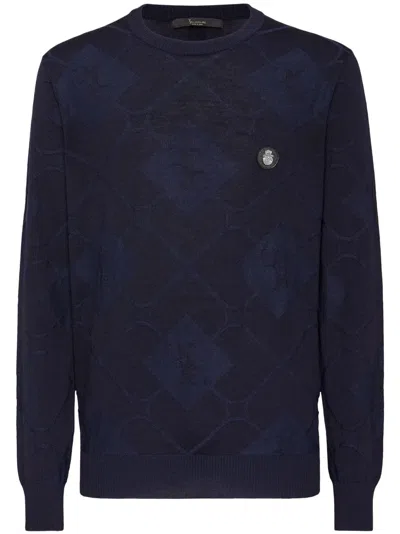 Billionaire Crew-neck Silk Pullover In Blue