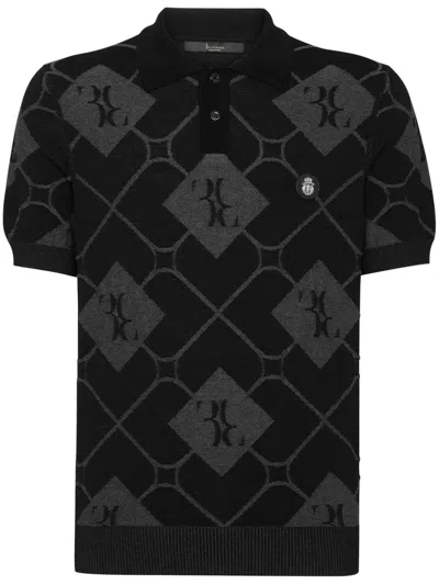 Billionaire Intarsia-knit Polo Shirt In Black
