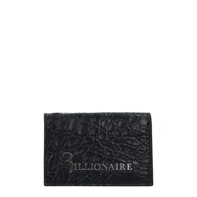 Billionaire Italian Couture Blue Crocodile Cardholder In Black