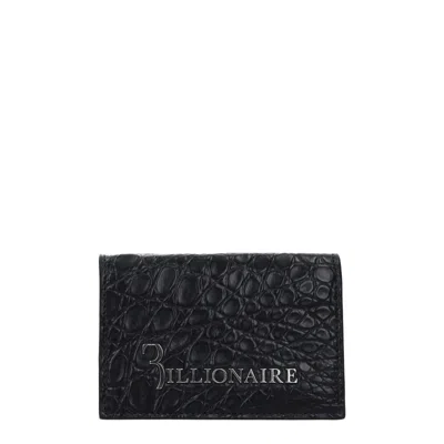 Billionaire Italian Couture Crocodile Men's Cardholder In Blue