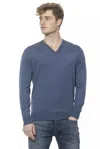 Billionaire Italian Couture V-neck Emboidered  Sweater In Blue