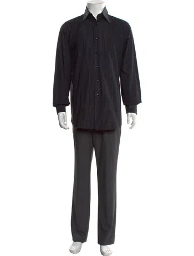 Pre-owned Billionaire Italian Couture Patterned Long Sleeve Dress Shirt In Black