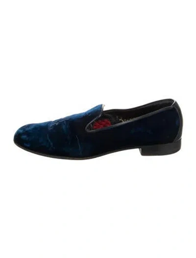 Pre-owned Billionaire Italian Couture Velvet Graphic Print Loafers In Blue