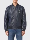 Billionaire Leather Bomber Jacket In Blue
