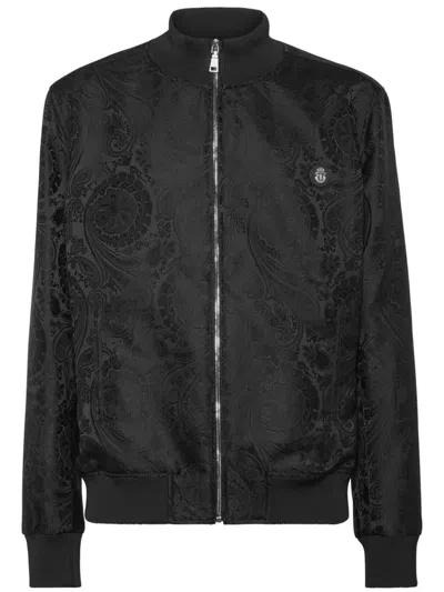 Billionaire Jacquard Bomber Jacket In Black
