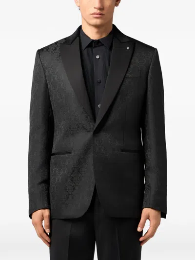 Billionaire Jacquard Brocade Blazer In Black