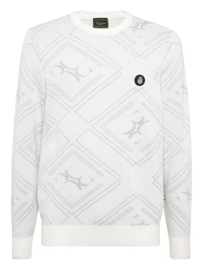 Billionaire Jacquard Crew-neck Sweater In White