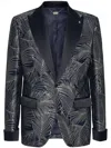 Billionaire Jacquard Single-breasted Blazer In Blue