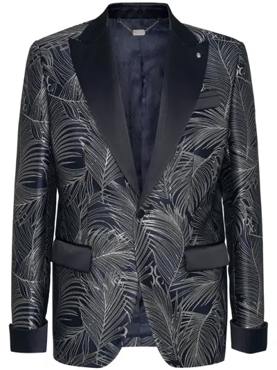 Billionaire Jacquard Single-breasted Blazer In Blue