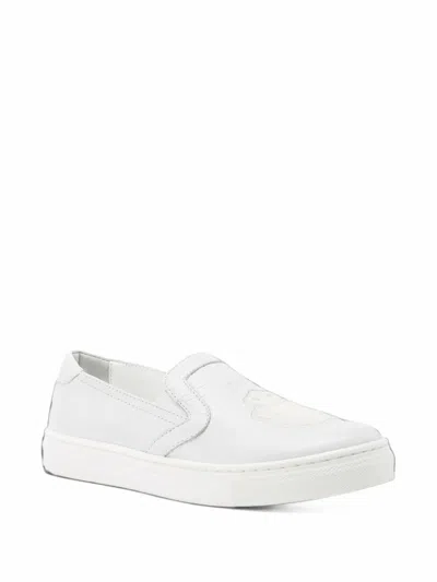 Billionaire Kids' Kevin Logo-patch Leather Slip On Trainers In White