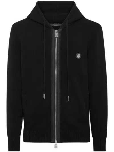 Billionaire Knitted Wool Hoodie In "02 Black"