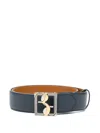 Billionaire Logo-buckle Leather Belt In Blue