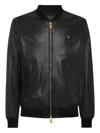 Billionaire Basic Leather Bomber Men In Black