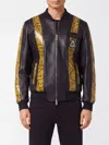Billionaire Leather Bomber Jacket In Multi