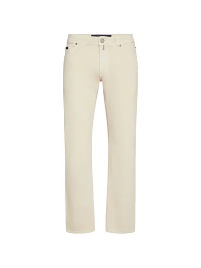 Billionaire Leather-detail Jeans In Neutral