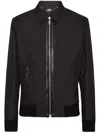 Billionaire Leather-trim Bomber Jacket In Black
