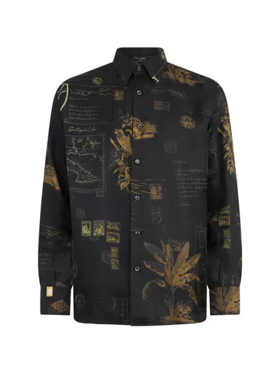 Billionaire Letter Printed Silk Shirt In Black