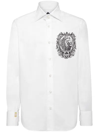 Billionaire Lion-embroidered Shirt In White