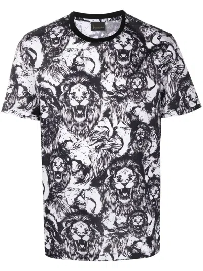 Billionaire Lion Print Cotton T-shirt In White