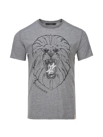 Billionaire Lion Printed T-shirt In Gray